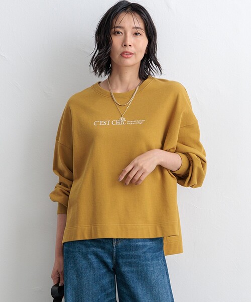 tシャツ 「洗える」ライトコットンテリー ロゴ カットソー レディース 23区 tシャツ 「洗える」ライトコットンテリー ロゴ カットソー