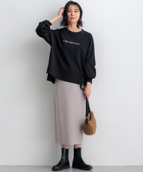 tシャツ 「洗える」ライトコットンテリー ロゴ カットソー レディース 23区 tシャツ 「洗える」ライトコットンテリー ロゴ カットソー