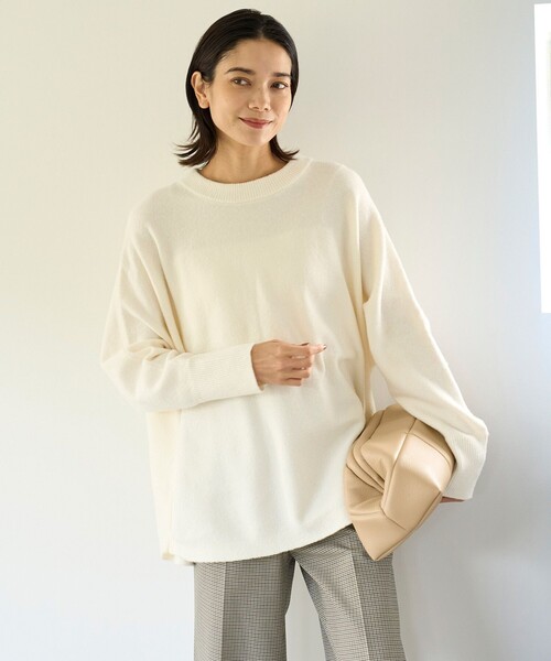 ニット セーター 「洗える」ふわふわニット ラウンドヘム レディース UNFILO ニット セーター 「洗える」ふわふわニット ラウンドヘム