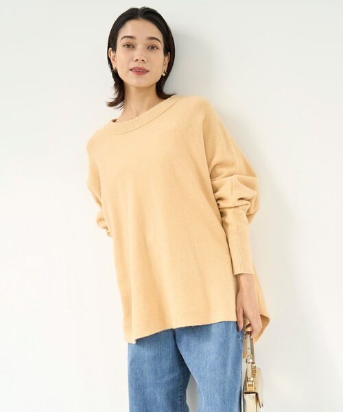 ニット セーター 「洗える」ふわふわニット ラウンドヘム レディース UNFILO ニット セーター 「洗える」ふわふわニット ラウンドヘム