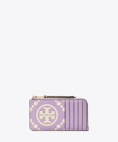 可憐さ◎*TORYBURCH* コントラスト エンボス ジップカードケース TORY BURCH カードケース Tモノグラム コントラスト エンボス