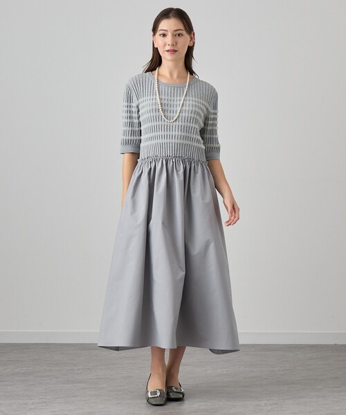 ANAYI（アナイ） ワンピース フェザーボーダードッキングワンピース