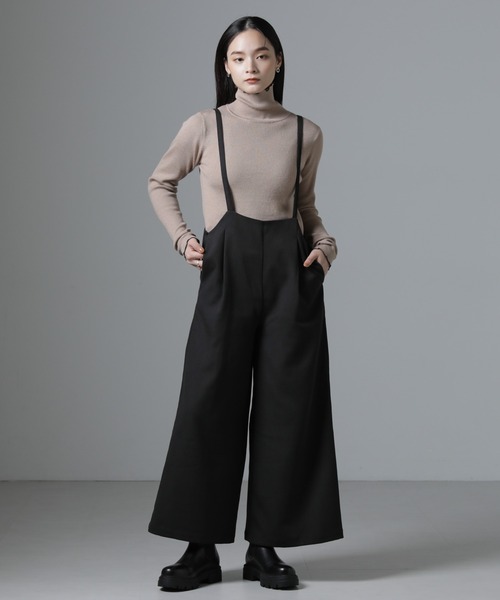 ネストローブ　サロペット　レディース　綿　麻　ワイドパンツ　オーバーオール　茶色 サロペット パンツ レディース オールインワン ワイドパンツ ゆったり