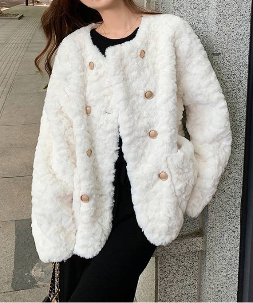 gossip!ロサンゼルス コート アウター ゴールドボタンフェイクムートン