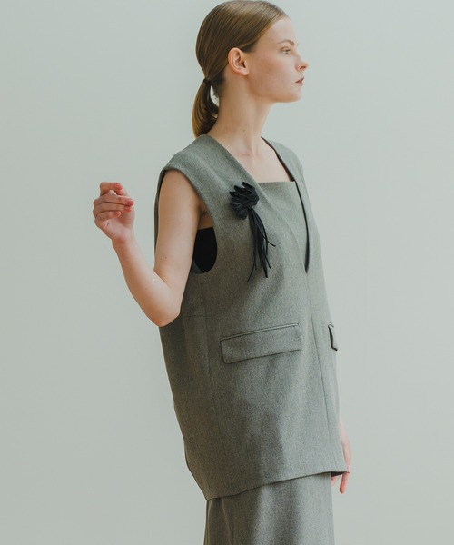 WHYTO（ホワイト） ベスト ジレ 「WHYTO. / ホワイト」 SLIT NECK