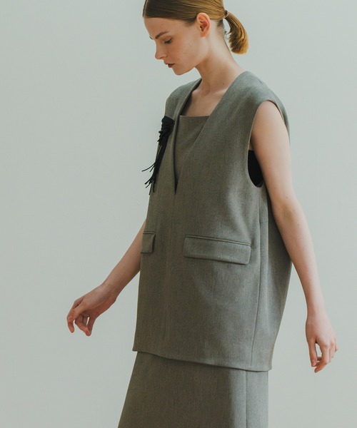 WHYTO（ホワイト） ベスト ジレ 「WHYTO. / ホワイト」 SLIT NECK