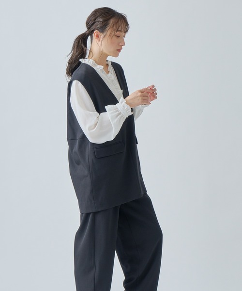 ベスト ジレ 「WHYTO. / ホワイト」 SLIT NECK COCOON VEST レディース WHYTO ベスト ジレ 「WHYTO. / ホワイト」 SLIT NECK COCOON