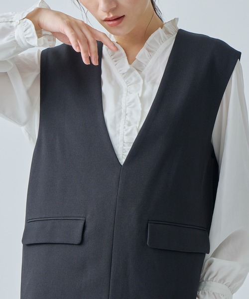 ベスト ジレ 「WHYTO. / ホワイト」 SLIT NECK COCOON VEST レディース WHYTO ベスト ジレ 「WHYTO. / ホワイト」 SLIT NECK COCOON