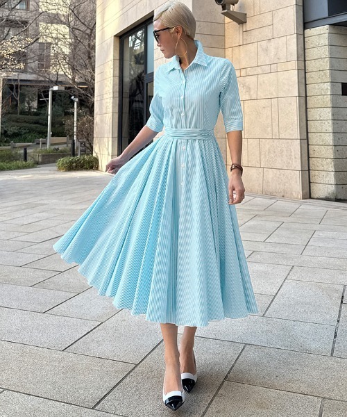 ワンピース オードリールックストライプドレス : ZOZOTOWN Yahoo!店