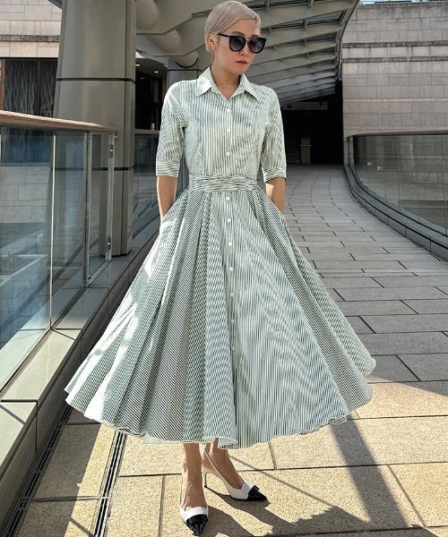 ワンピース オードリールックストライプドレス : ZOZOTOWN Yahoo!店