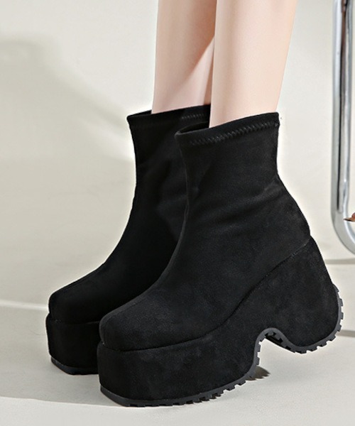 ARCHIVER ブーツ 「Bz」ショートストレッチ厚底ブーツ/平成ギャル Y2K