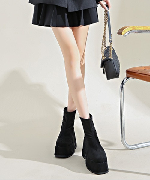 ARCHIVER ブーツ 「Bz」ショートストレッチ厚底ブーツ/平成ギャル Y2K