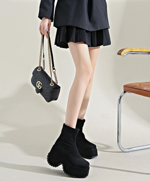 ARCHIVER ブーツ 「Bz」ショートストレッチ厚底ブーツ/平成ギャル Y2K