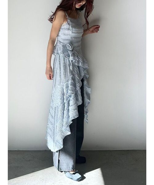 CALNAMUR ワンピース ROSE ASYMMETRIC HEM LONG OP/ローズ