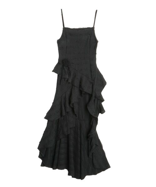 CALNAMUR ワンピース ROSE ASYMMETRIC HEM LONG OP/ローズ