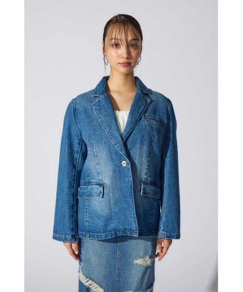 rienda（リエンダ） デニムジャケット gジャン テーラーカラーデニム