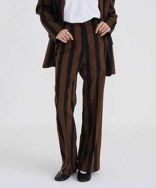 パンツ STRIPE CENTER CLEASE STRAIGHT PANTS レディース