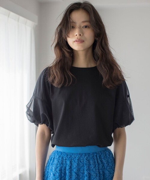 tシャツ チュールポンチドッキング Tシャツ レディース