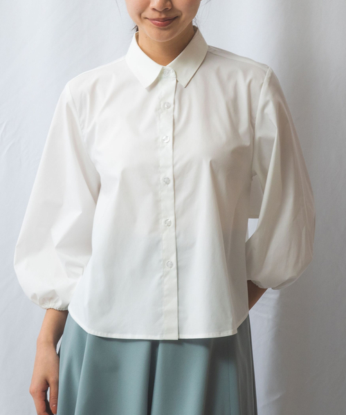 ブラウス シャツ 「NARACAMICIE」バックフリル七分袖ブラウス レディース NARACAMICIE】バックフリル七分袖ブラウス(2(L)11号 ネイビー