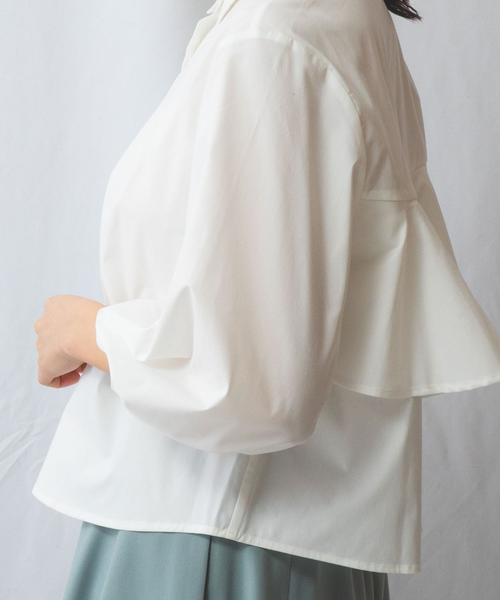 ブラウス シャツ 「NARACAMICIE」バックフリル七分袖ブラウス レディース NARACAMICIE】バックフリル七分袖ブラウス(0(S)7号 ホワイト