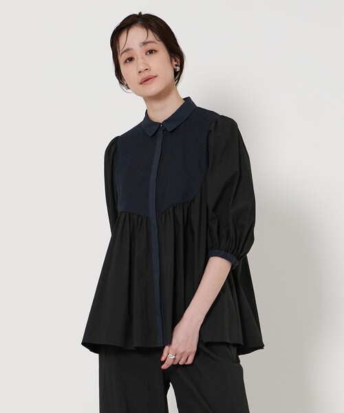 UNITED ARROWS ブラウス シャツ エンブロイダリー ショート