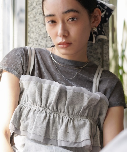 シアーベロアフレンチスリーブカットソー（Tシャツ/カットソー