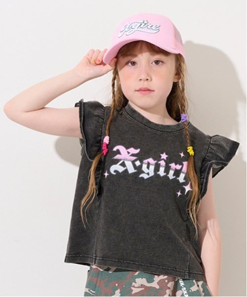X-girl Stages tシャツ デニムフリルヴィンテージロゴ半袖T