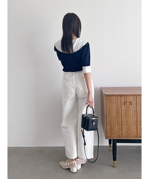 【正規品】Sustainableスカーフブラウスドッキングプルオーバー nvy SNIDEL ニット セーター Sustainableスカーフブラウスドッキング