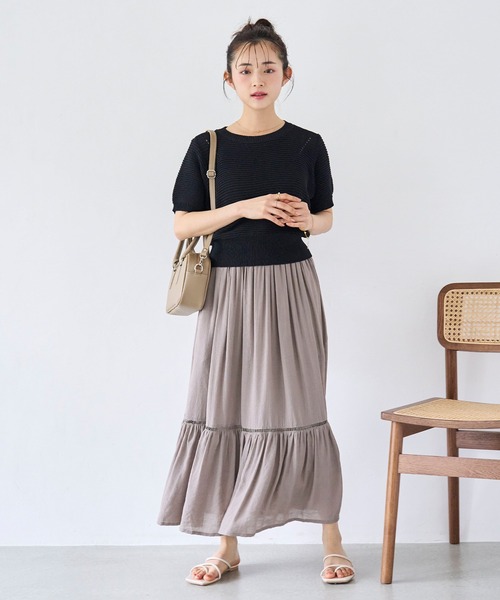 【美品✨】マルティニーク　ふわふわ　パフスリーブ　ニットプルオーバー　柔らかい mil ニット セーター ガーター編み パフスリーブニットプル