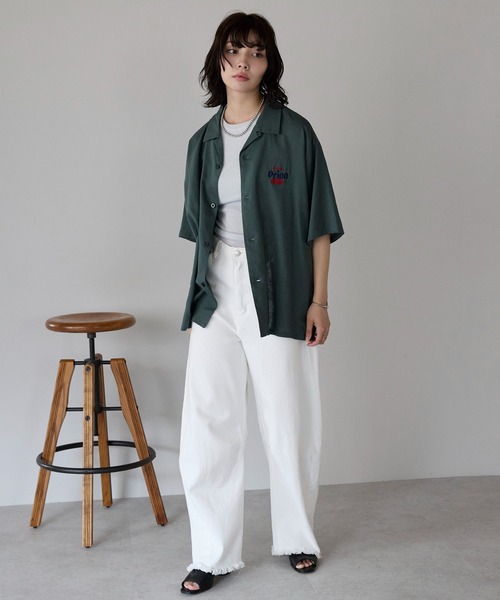 ブラウス シャツ Orion Beer Embroidered Shirt　オリオンビール刺繍半袖開襟シャツ レディース メンズ SOTT ブラウス シャツ Orion Beer Embroidered Shirt オリオン