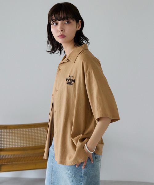 ブラウス シャツ Orion Beer Embroidered Shirt　オリオンビール刺繍半袖開襟シャツ レディース メンズ SOTT ブラウス シャツ Orion Beer Embroidered Shirt オリオン