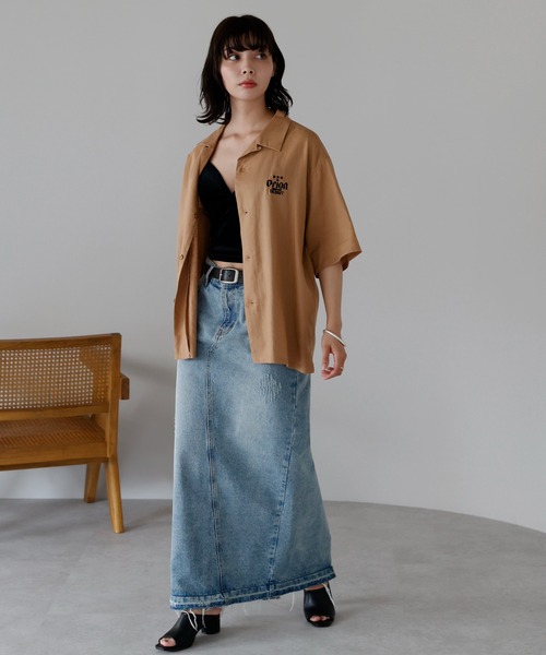 ブラウス シャツ Orion Beer Embroidered Shirt　オリオンビール刺繍半袖開襟シャツ レディース メンズ セール】Orion Beer Embroidered Shirt オリオンビール刺繍半袖