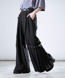 Ellno Loset パンツ サイドプリーツハトメベルトパンツ メンズ