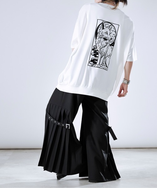 Ellno Loset パンツ サイドプリーツハトメベルトパンツ メンズ