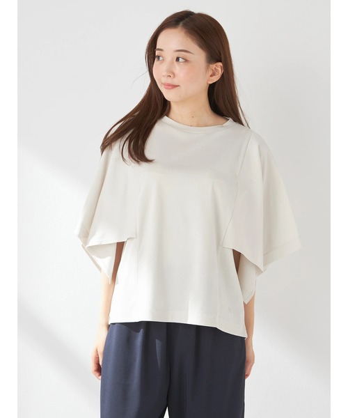 tシャツ ケープ風プルオーバーブラウス レディース