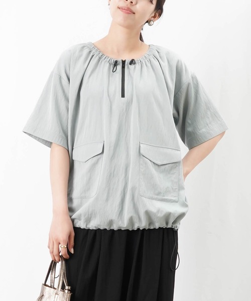 ブラウス シャツ LC/LLL ファスナー配色ブラウス レディース