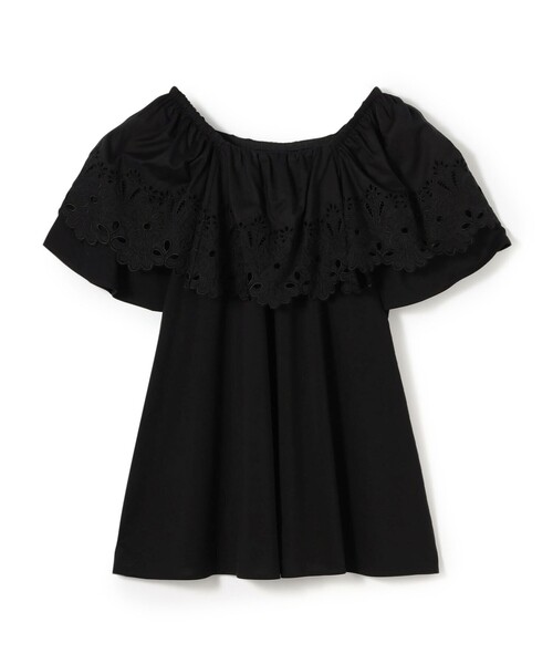 Ballsey ブラウス シャツ レースコンビ ラッフルフレアブラウス