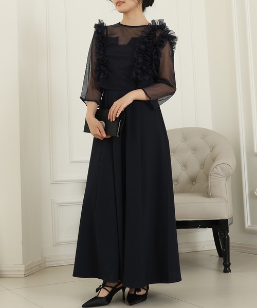 overlace オーバーレース　ワンピース　フリル付き襟のブラックロングドレス overlace | 【SOLD】black dress
