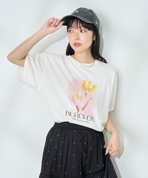 FREAK'S STORE tシャツ flower painting Tシャツ/フラワー