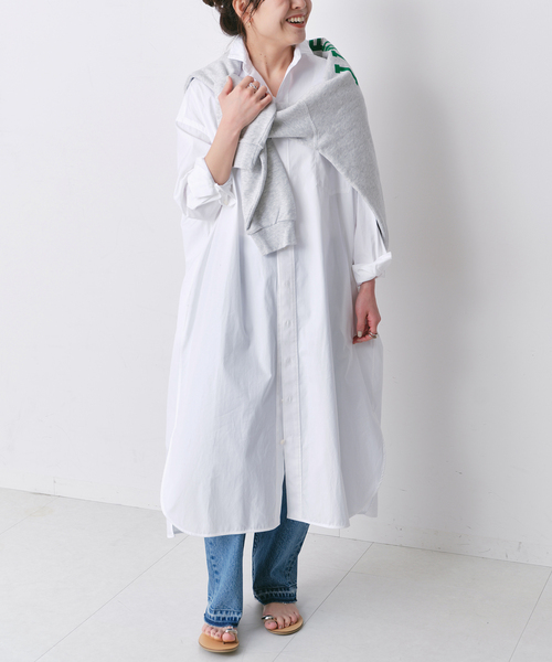 美品▲TICCA ティッカ//シャツワンピース▲ホワイトゆったり TICCA 「TICCA」 シャツワンピース FREE ホワイト レディース