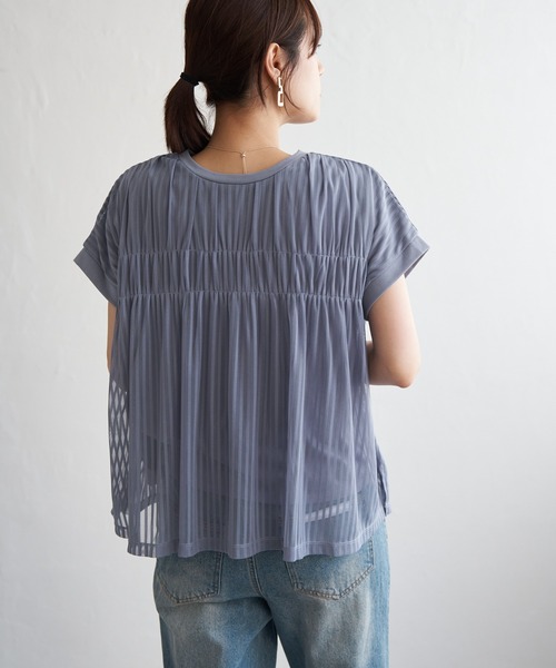 ikka（イッカ） tシャツ 半袖 ストライプチュール2WAYプルオーバー
