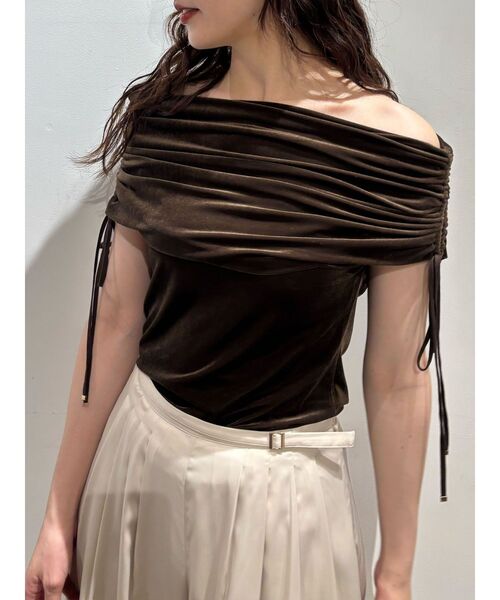 LAGUNAMOON（ラグナムーン） tシャツ ライトベロアオフショルトップス