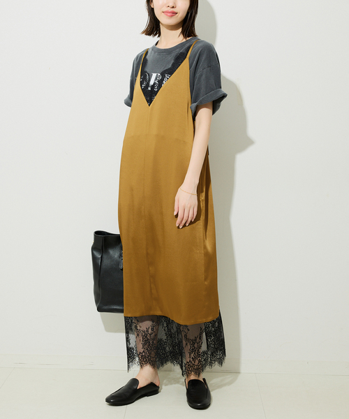 SLOBE IENA ワンピース レースサテンワンピース : ZOZOTOWN