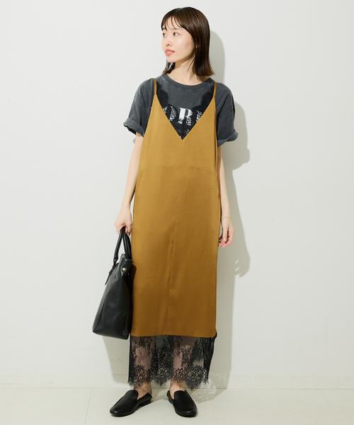 お買い物大好き♡SLOBE IENA アンティークサテンワンピース SLOBE IENA｜《WEB限定/追加予約》レースサテンワンピース