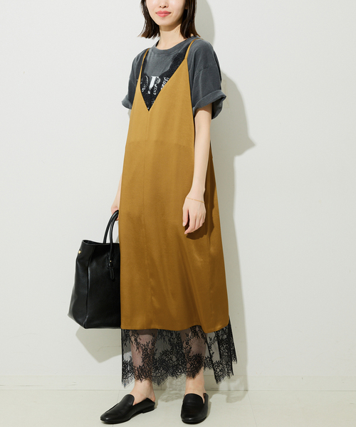 SLOBE IENA ワンピース レースサテンワンピース : ZOZOTOWN