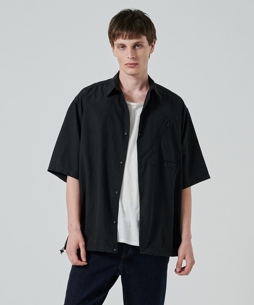 【美品】ホワイトマウンテニアリング 2023SS 半袖シャツ 2 M 綿麻 紺 美品】ホワイトマウンテニアリング 2023SS 半袖シャツ 2 M 綿麻 紺