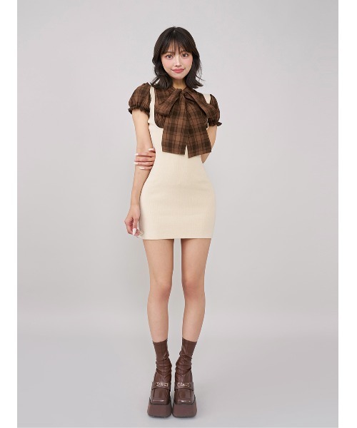 ボウタイニットミニワンピース 🎀LILY BROWN ボウタイニットミニワンピース🎀 | ウサギ