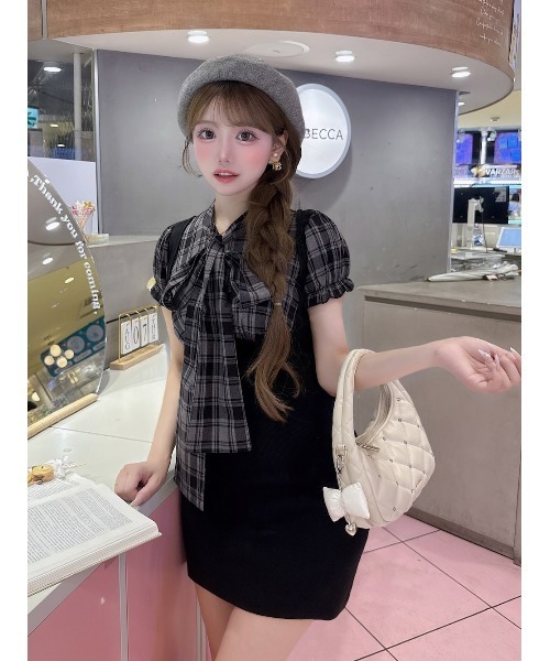 Darich ドットボウタイフレアミニワンピース ダーリッチ Darich ドットボウタイフレアミニワンピース