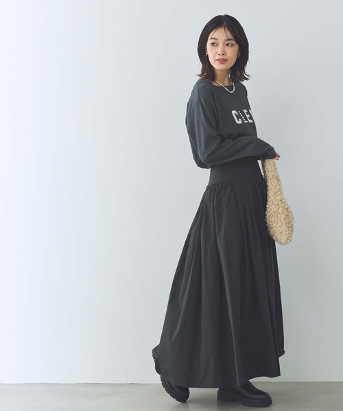 アヤン　スクエアネックカットソー　黒 スクエアネックカットソー【洗濯機OK】（2002542212