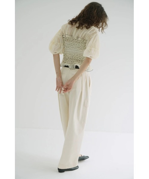 CLANE tシャツ CLANE/クラネ/COLOR STITCHED SHIRRING TOPS